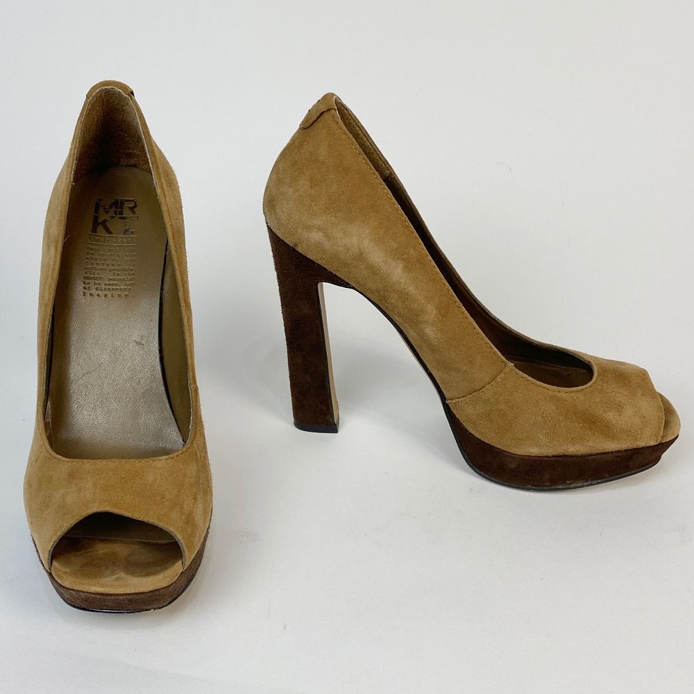 MRKT Platform Suede Open Toe Heels! Size 8